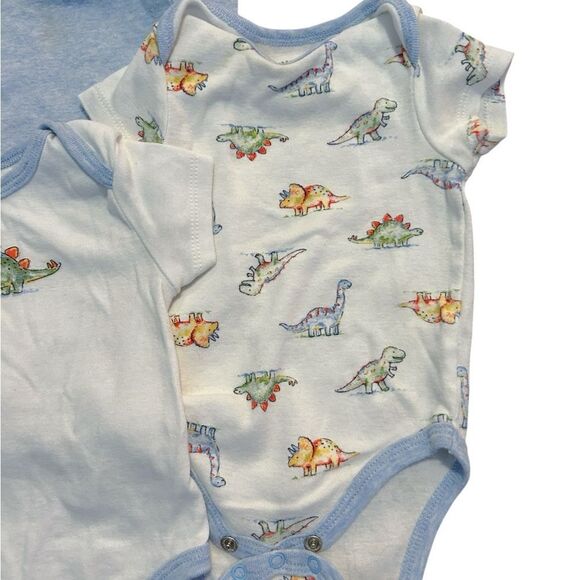 Little Me 100% Cotton Dinosaur Shortsleeve Onesies Bundle Set, 3 Months - Picture 3 of 6
